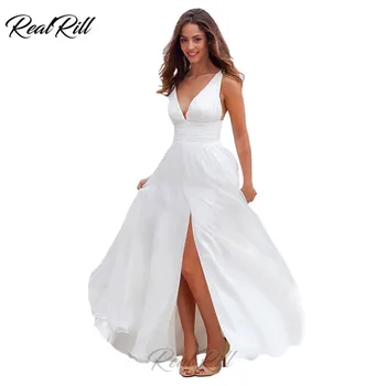 Real Rill V Neck Side Split Wedding Dress 2019 Mariage Chiffon Sweep Train A Line Wedding Gowns Backless Bride Dress
Real Rill V Neck Side Split Wedding Dress 2019 Mariage Chiffon Sweep Train A Line Wedding Gowns Backless Bride Dress