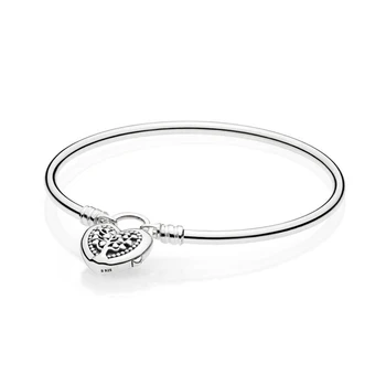 

NEW 2018 NEW 100% 925 Sterling Silver original Limited Edition Flourishing Heart Padlock Bangle Moments fashion bracelet