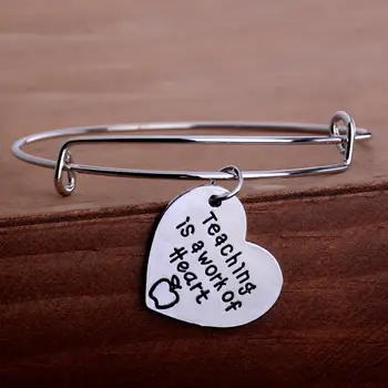 12PC Teaching Is A Work Of Heart Charm Heart Pendant Bangles Teachers Jewelry Thanksgiving Gifts Adjustable Bracelets Wristband
12PC Teaching Is A Work Of Heart Charm Heart Pendant Bangles Teachers Jewelry Thanksgiving Gifts Adjustable Bracelets Wristband