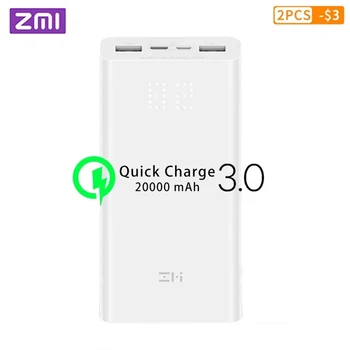 

ZMI Powerbank Power Bank 20000 MAh Quick Charge QC3.0 Xiao mi Battery Dual USB 27W 20000mah QB822 For iPhone iPad Laptop