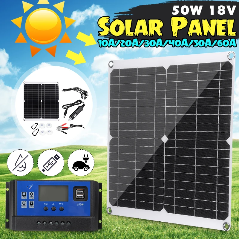 Фото 12V 24V 100W Flexible Monocrystalline Solar Panel For Car Boat Home Battery Can Charge Waterproof With PWM Controller | Электроника