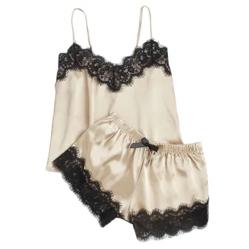 summer pyjamas women V-Neck Eyelash silk pijama Lace Splice Sexy Stain Camisole Pajamas Bowknot Shorts Set Пижама женская
summer pyjamas women V-Neck Eyelash silk pijama Lace Splice Sexy Stain Camisole Pajamas Bowknot Shorts Set Пижама женская