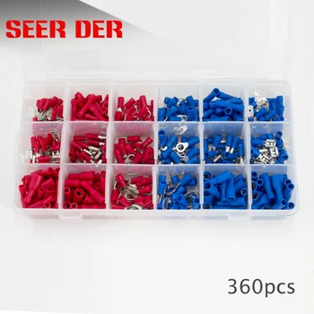 360pcs Electrical Crimp Terminals Insulated Butt Connectors Spade Ring Fork Copper Terminators Set With Storage Box Red Blue
360pcs Electrical Crimp Terminals Insulated Butt Connectors Spade Ring Fork Copper Terminators Set With Storage Box Red Blue