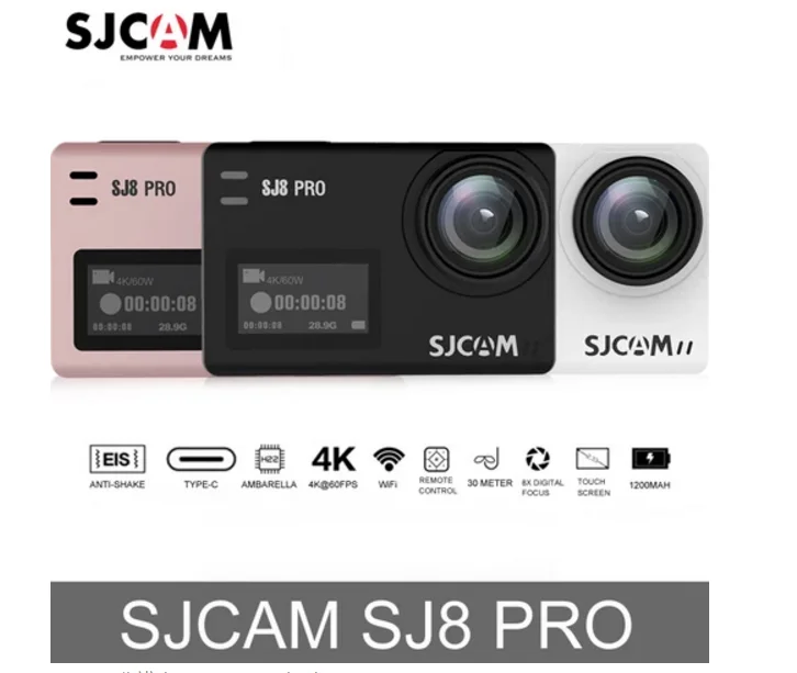 

SJCAM SJ8 Pro 4K 60fps Sports Camera Waterproof Anti-Shake Dual Touch Screen WiFi Remote Control Action Camera Sport DV