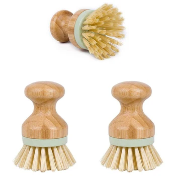 3PCS Round Mini Palm Scrub Brush, Natural Bamboo Stiff Bristles Wet Cleaning Scrubber - Wash Cast Iron Pots, Pans, Vegetables - 
3PCS Round Mini Palm Scrub Brush, Natural Bamboo Stiff Bristles Wet Cleaning Scrubber - Wash Cast Iron Pots, Pans, Vegetables -