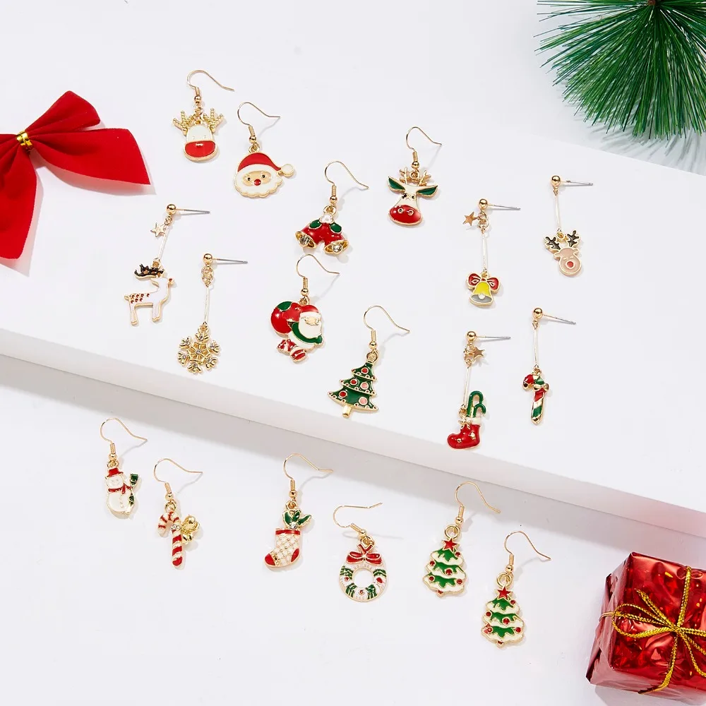 rinhoo 1pair colorful christmas elk snowflake shape alloy