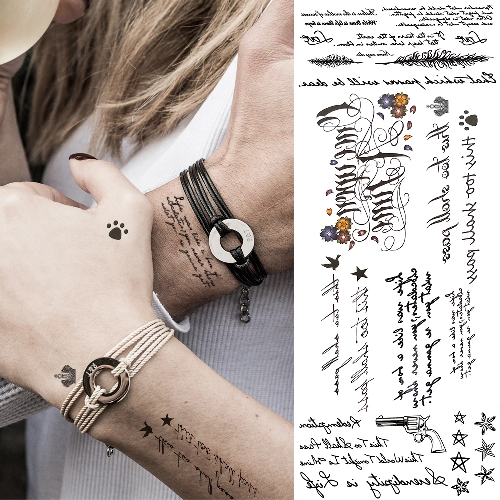 Inspired Quotes Small Temporary Tattoos For Women Kids Men Feather Flower Funny Fake Tattoo Sticker Arm Face Tatoos Finger
Inspired Quotes Small Temporary Tattoos For Women Kids Men Feather Flower Funny Fake Tattoo Sticker Arm Face Tatoos Finger