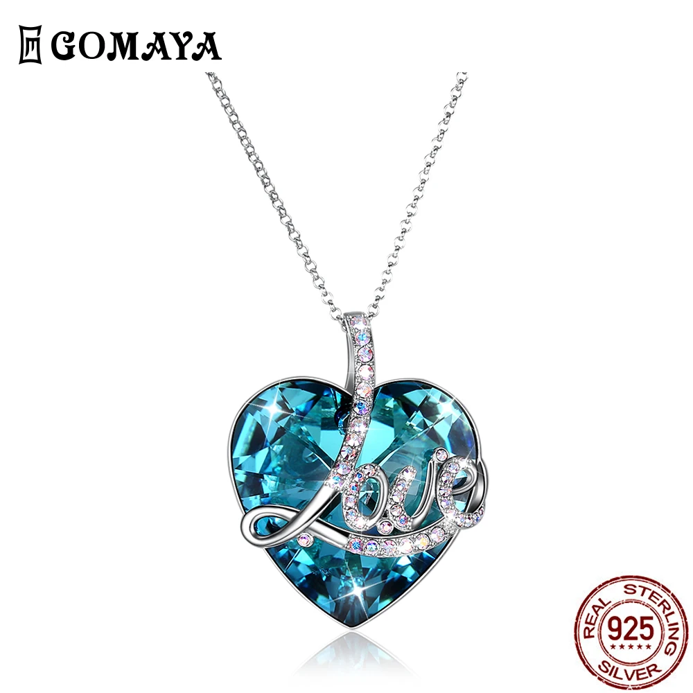 GOMAYA 925 Sterling Silver Love Heart Necklace Pendant Trendy Blue Crystal Long Chain Necklaces For Women Anniversary Gift Best
GOMAYA 925 Sterling Silver Love Heart Necklace Pendant Trendy Blue Crystal Long Chain Necklaces For Women Anniversary Gift Best