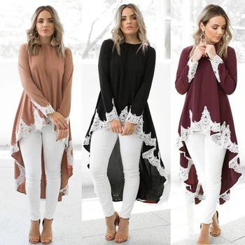 fashion Women Dress Lace Up Long-sleeved Casual O-neck Pullover Irregular Hem Dress Solid Color Plus Size Dress 
fashion Women Dress Lace Up Long-sleeved Casual O-neck Pullover Irregular Hem Dress Solid Color Plus Size Dress