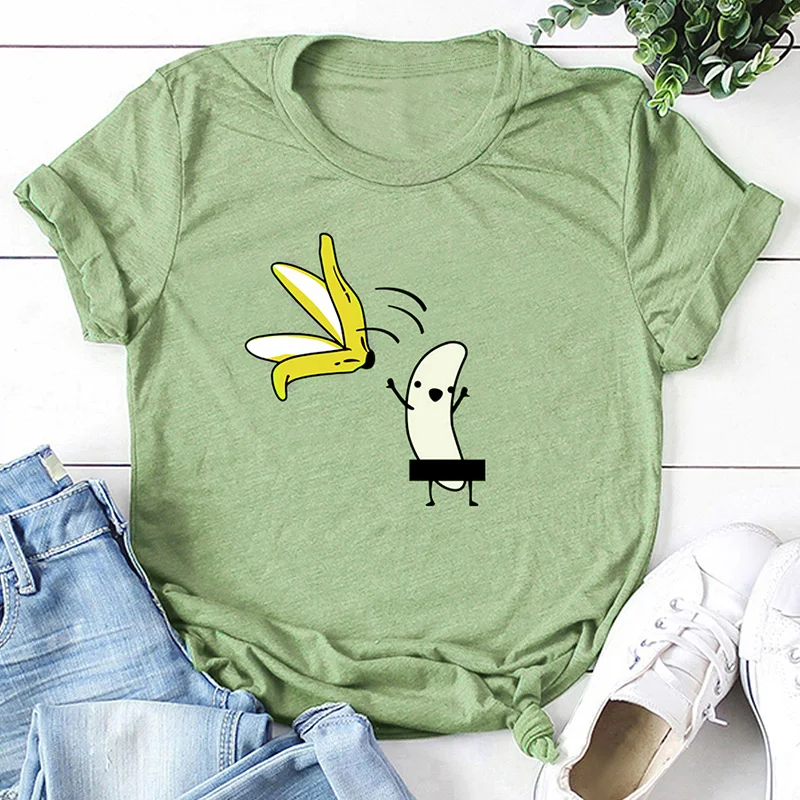 Casual 100% Cotton Funny T-Shirt Women Naked Banana Cartoon Print Short Sleeve O-Neck T Shirt Women Cute Tee Shirt Summer Tops
Casual 100% Cotton Funny T-Shirt Women Naked Banana Cartoon Print Short Sleeve O-Neck T Shirt Women Cute Tee Shirt Summer Tops