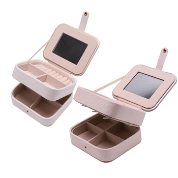 Portable Travel Leather Jewelry Multi-Function Storage Box Case Holder Earring Necklace Simple Girl Plate Leather Organizer Box 
Portable Travel Leather Jewelry Multi-Function Storage Box Case Holder Earring Necklace Simple Girl Plate Leather Organizer Box