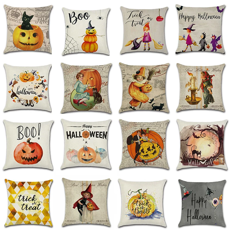 Фото Happy Halloween Throw Pillow Cases Fall Pumpkin Sofa Waist Cushion Cover Covers Home Decor For Festive Decorative | Дом и сад