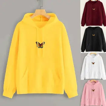 Women Autumn Long Sleeve Butterfly Embroidered Loose Sweatshirt Hoodie Outerwear with Pocket, Butterfly Embroidered, Loose Style
Women Autumn Long Sleeve Butterfly Embroidered Loose Sweatshirt Hoodie Outerwear with Pocket, Butterfly Embroidered, Loose Style