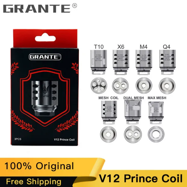 

100% Original Grante V12 Prince Atomizer Coil Q4 M4 X6 T10 Mesh Core For SMOK TFV12 PRINCE Tank E-Cigs Vape Coil Head
