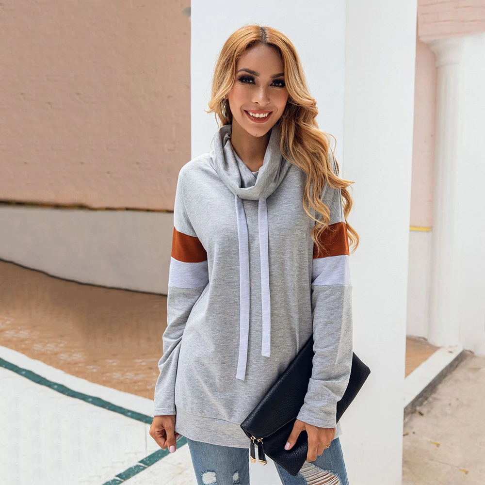 2020 Autumn and Winter New Scarf Collar Drawstring Slim Fit A-line Long Hoodie Patchwork New Casual Long-sleeved Sweatshirt
2020 Autumn and Winter New Scarf Collar Drawstring Slim Fit A-line Long Hoodie Patchwork New Casual Long-sleeved Sweatshirt