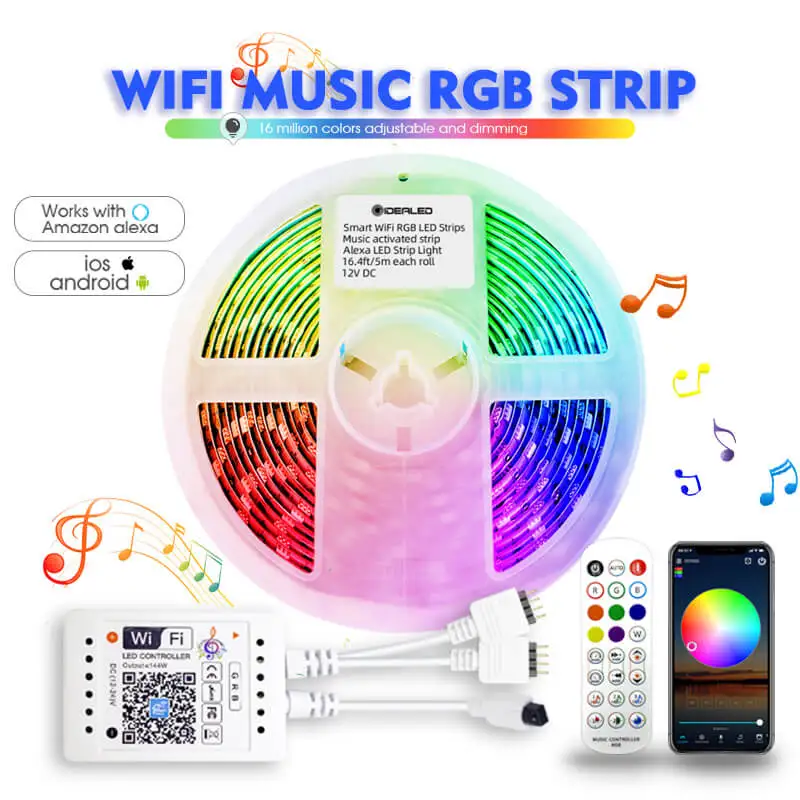 Smart RGB Wifi LED Light Strip SMD5050 5M 10M Ambient Light Work for Alexa Echo Plus Voice Control Google home Color Changing
Smart RGB Wifi LED Light Strip SMD5050 5M 10M Ambient Light Work for Alexa Echo Plus Voice Control Google home Color Changing
