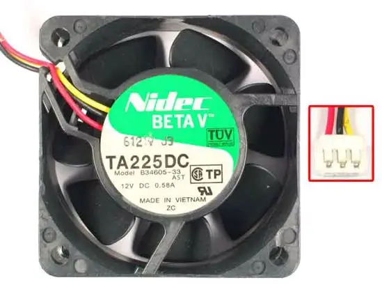 Трехпроводный серверный охлаждающий вентилятор Nidec TA225DC B34605-33 DC 12 В 0,58 а 60x60x25 мм
Трехпроводный серверный охлаждающий вентилятор Nidec TA225DC B34605-33 DC 12 В 0,58 а 60x60x25 мм
