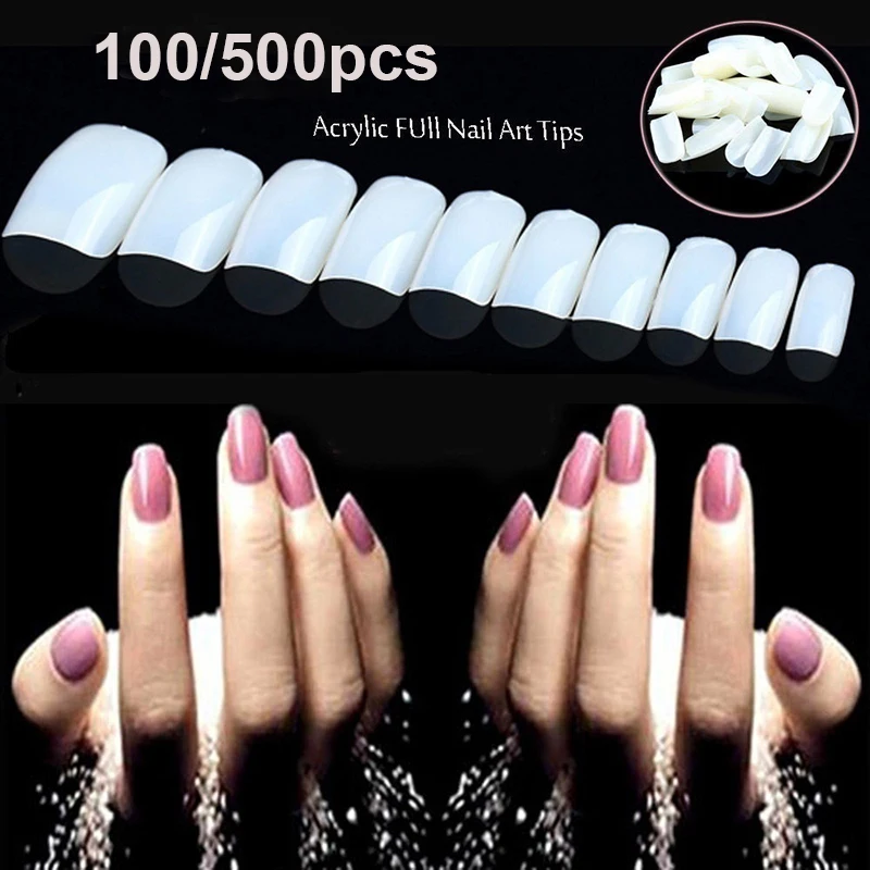 100/500pcs False Nails Tips Acrylic Artificial Nail Art Fake Decoration | Красота и здоровье