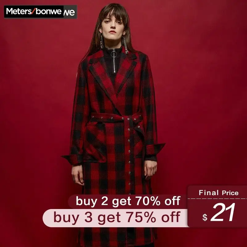 Metersbonwe Long Wool Blend Coat Women Adjustable Belt Turn-down Collar Outwear Slim Red Jacket Winter Elegant Overcoat 
Metersbonwe Long Wool Blend Coat Women Adjustable Belt Turn-down Collar Outwear Slim Red Jacket Winter Elegant Overcoat