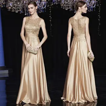 2020 New Champagne Gold Satin Lace Long Party Floor Length Mother of the Bride Dresses Can Add Sleeves Formal Gowns Plus Size
2020 New Champagne Gold Satin Lace Long Party Floor Length Mother of the Bride Dresses Can Add Sleeves Formal Gowns Plus Size