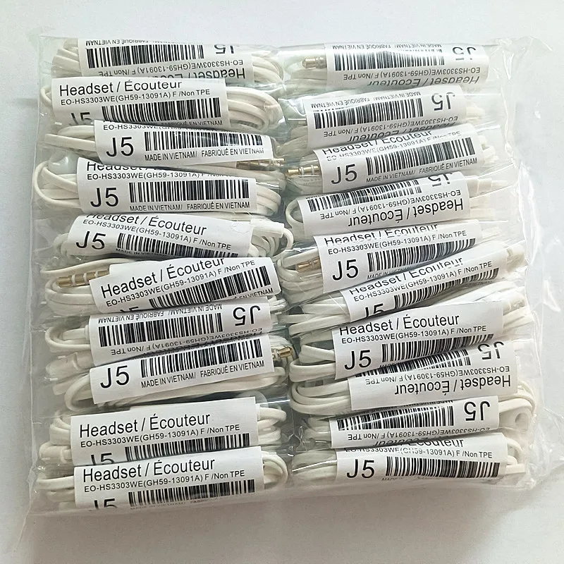 

50 Pcs/Lot High Quality J5 s4 Headsets In-ear Earphones Hands-free with Mic For Samsung s3 HTC Xiaomi