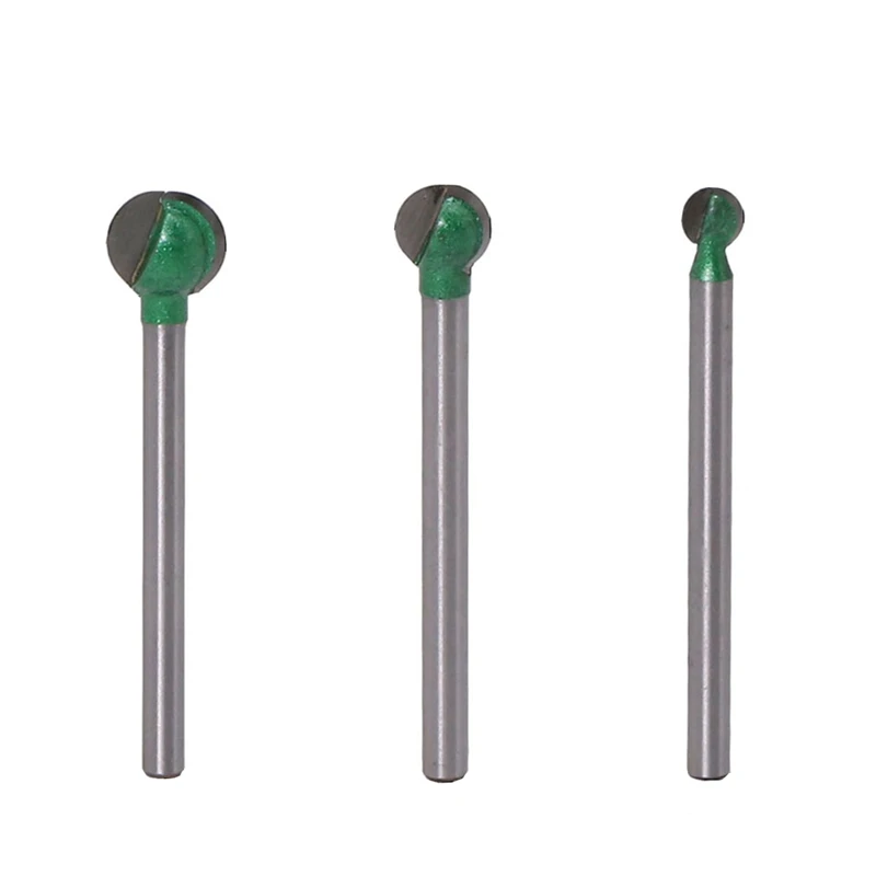 3Pcs 4 6 8 3Mm Shank Spherical Pellets Ball Knife Mill Cutter For Carving Machine Drill Woodworking Carving Knife Cutters Grav