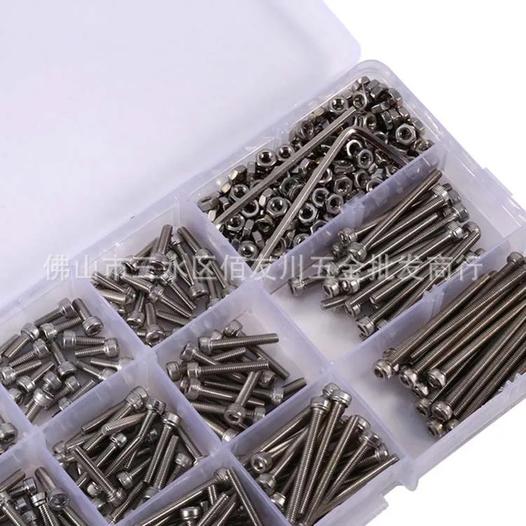 

440pcs M3 304 Stainless Steel Hex Hexagon Socket Screw Nut Set Flat Head Thin Low Short Profile Head Cap Screw Bolt L6-40mm