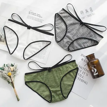 Wasteheart Fashion Gray Green Cotton Bow Low Waist Straps Women Panties Underwear Lingerie Briefs 3 Piece 3 Color Underpants
Wasteheart Fashion Gray Green Cotton Bow Low Waist Straps Women Panties Underwear Lingerie Briefs 3 Piece 3 Color Underpants
