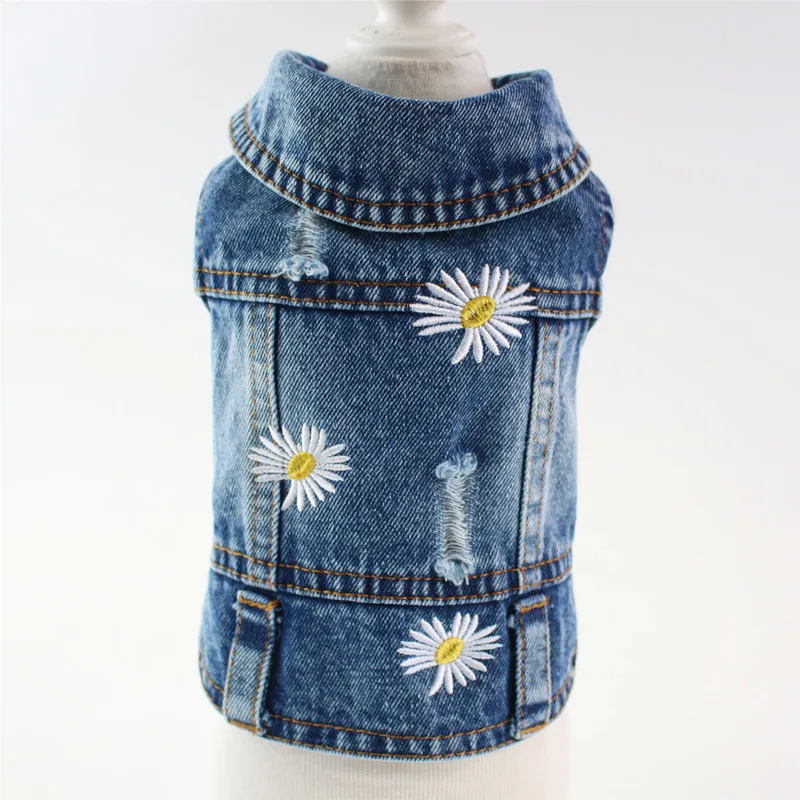 Pet Clothes with Hole Design Embroidered Denim Dog Vest 2020 Spring Summer and Autumn Designer Jacket | Дом и сад