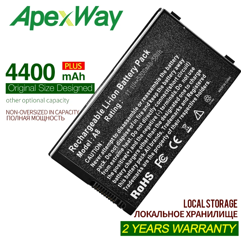 ApexWay 4400mah 6 Cells 10.8V white Battery for ASUS A32-A8 A8TL751 B991205 90-NF51B1000 15G10N345800 A72DY A8Tm Pro61SL A8 A8j
ApexWay 4400mah 6 Cells 10.8V white Battery for ASUS A32-A8 A8TL751 B991205 90-NF51B1000 15G10N345800 A72DY A8Tm Pro61SL A8 A8j