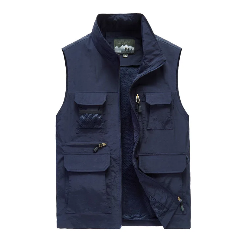 

ICPANS Nylon Multi Pockets Quick Drying Waterproof Vests Men Safari Waistcoats Male Military Army Mens Vest Plus Size M-7XL