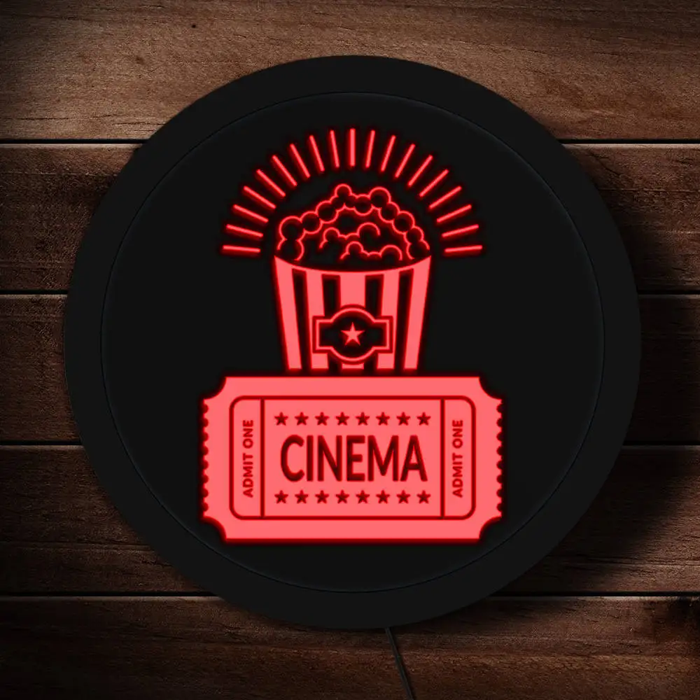 

Cinema Movie Night Theme Wall Hanging Light Custom Business Logo Rounded LED Neon Sign Movie Theater Open Sign Business Displays