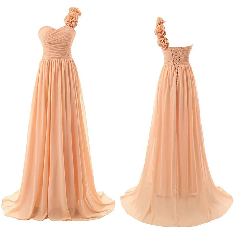 3D Floral Shoulder Bridesmaid Dresses Pleated Chiffon Wedding Guest Gowns Lace Up Light Orange Maid of Honor Robes
3D Floral Shoulder Bridesmaid Dresses Pleated Chiffon Wedding Guest Gowns Lace Up Light Orange Maid of Honor Robes