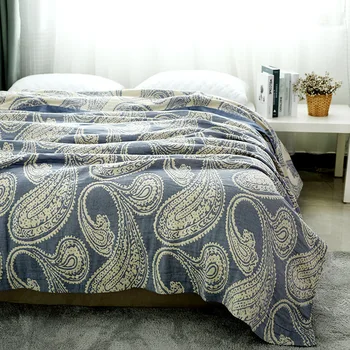 Five layers Muslin Natural Cotton Throw Bed Blanket for Kids Adults Soft Breathable Bedspread Bedding Coverlet Comforter