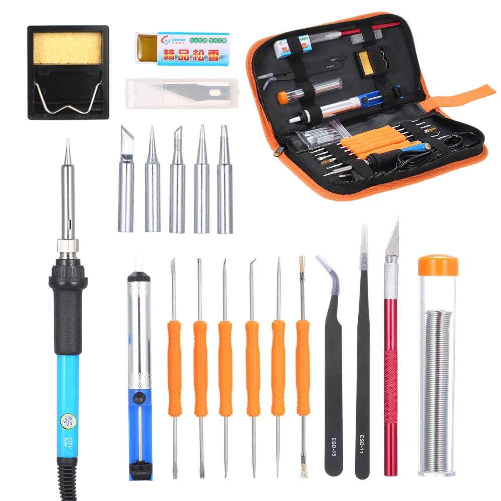 Portable Adjustable Temperature Electric iron 60W Lightweight Welding Soldering Station Tool Kit with 5 Piece Solder Iron Tips
Portable Adjustable Temperature Electric iron 60W Lightweight Welding Soldering Station Tool Kit with 5 Piece Solder Iron Tips