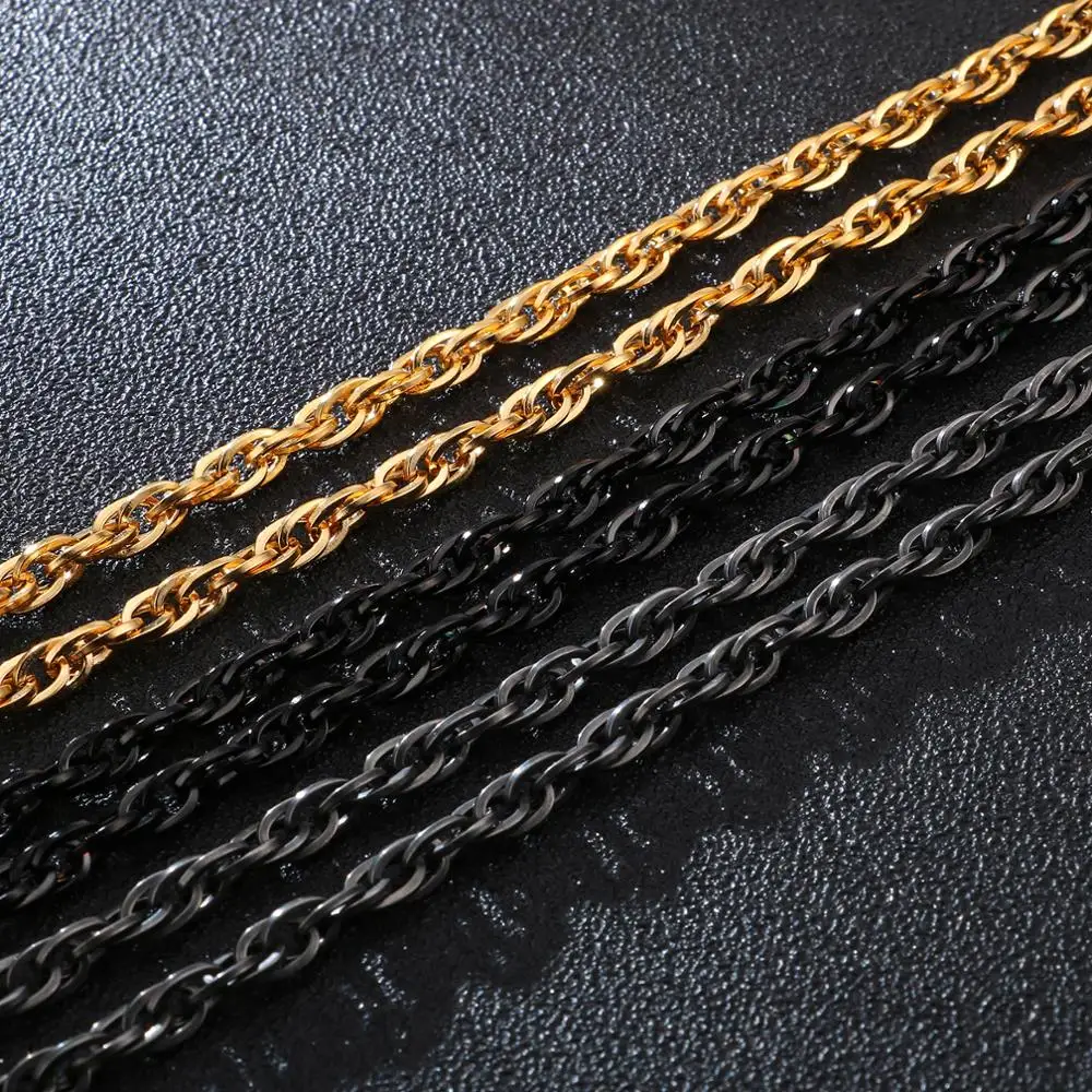 

6.4mm Width 3 Color Double-layer High Quality New Stainless Steel Necklace Chain Europe and America Hiphop Men Necklace