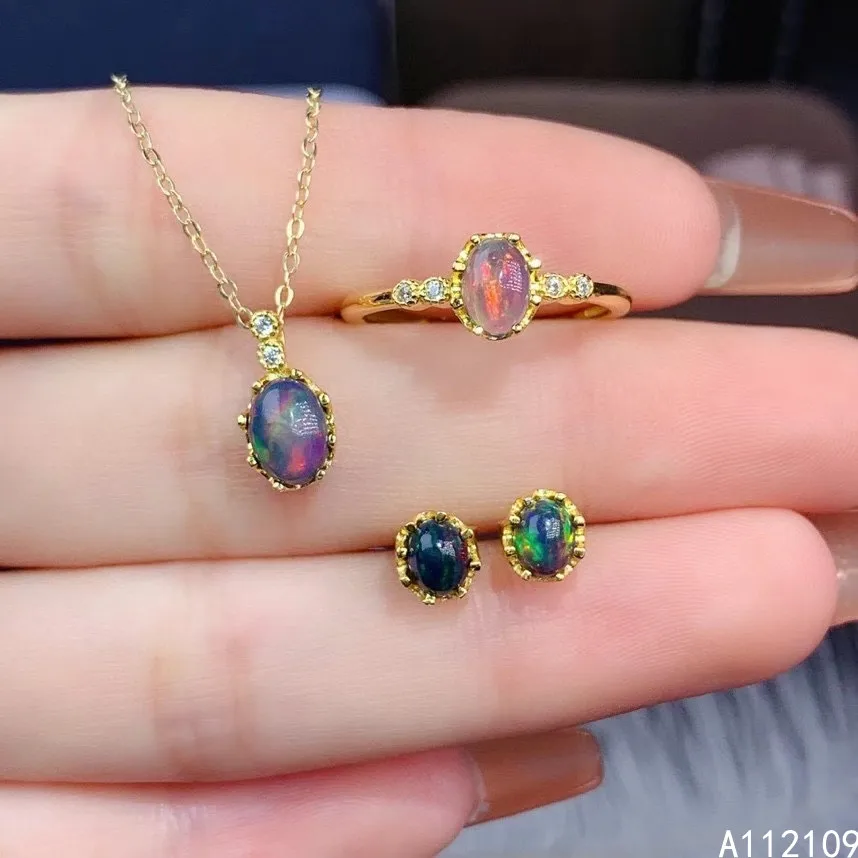 Fine Jewelry 925 Pure Silver Inset With Natural Gem Women's Luxury Fashion Oval Black Opal Pendant Ring Earring Set Support Dete
Fine Jewelry 925 Pure Silver Inset With Natural Gem Women's Luxury Fashion Oval Black Opal Pendant Ring Earring Set Support Dete