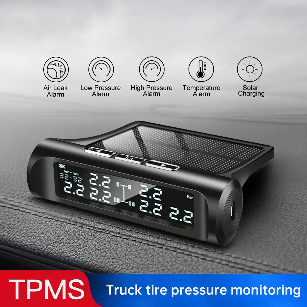New 2020 truck tire pressure monitoring system TPMS Solar tire temperature Alarm Real-time display USB +Solar energy
New 2020 truck tire pressure monitoring system TPMS Solar tire temperature Alarm Real-time display USB +Solar energy