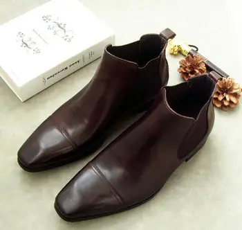 Chelsea New men slip-on boots Genuine leather square toe dress shoes for men fashion high-top ankle boots mne size38-44 
Chelsea New men slip-on boots Genuine leather square toe dress shoes for men fashion high-top ankle boots mne size38-44