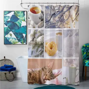 Shower Curtains Blue and White Winter,Snowy Morning with Sleeping Cat Coffee Donuts ICY Tree Branch Comfort Collage
Shower Curtains Blue and White Winter,Snowy Morning with Sleeping Cat Coffee Donuts ICY Tree Branch Comfort Collage