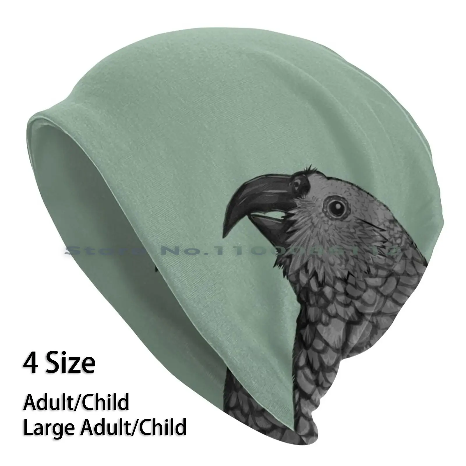 

Birds-Kaka Beanies Knit Hat New Zealand Kaka Bird Native Parrot Green Black And White Ink Brimless Knitted Hat Skullcap Gift