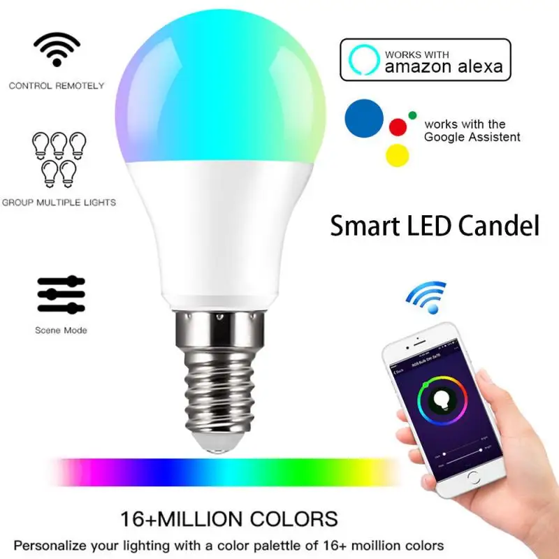 Cellphone WiFi Voice Control Light Bulbs 10W E14 RGB Energy Saving Dimming LED Bulb Multicolor Smart Light Bulbs
Cellphone WiFi Voice Control Light Bulbs 10W E14 RGB Energy Saving Dimming LED Bulb Multicolor Smart Light Bulbs