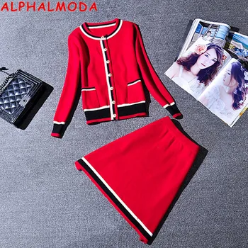 ALPHALMODA 2020 Autumn New Long-Sleeve Knit Cardigan Skirt Graceful Knitting Suit Women Single Breasted Jumper A-line Skirt Set
ALPHALMODA 2020 Autumn New Long-Sleeve Knit Cardigan Skirt Graceful Knitting Suit Women Single Breasted Jumper A-line Skirt Set
