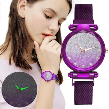 Women's Quartz Watch Luminous Pointer Magnet Buckle Starry Sky Stainless Steel Multi-color Watch Ladies Wrist Watch
Women's Quartz Watch Luminous Pointer Magnet Buckle Starry Sky Stainless Steel Multi-color Watch Ladies Wrist Watch