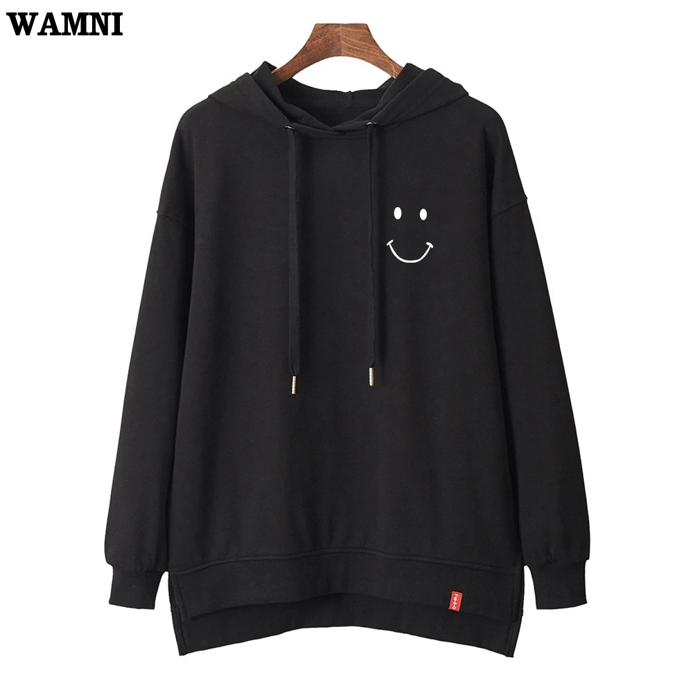 Толстовки WAMNI Smile Осенние забавные пуловеры в стиле Kpop Harajuku новинка 2019 элегантные