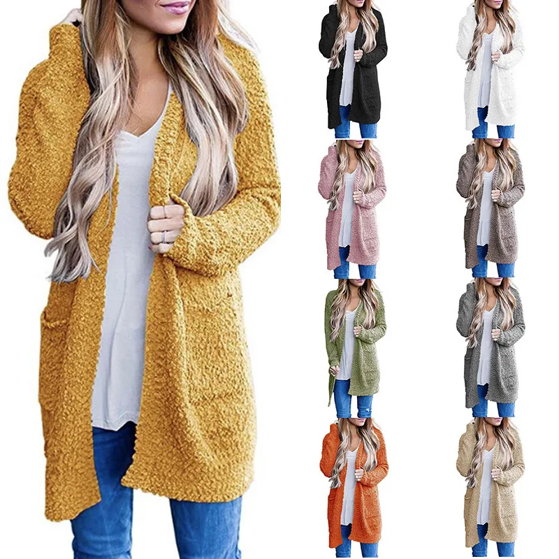 2020 Knitwear European and American Popular Solid Color Particle Velvet Double Pocket Cardigan Sweater
2020 Knitwear European and American Popular Solid Color Particle Velvet Double Pocket Cardigan Sweater