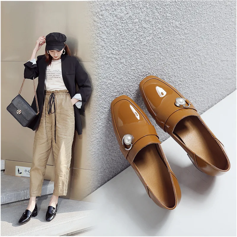 Korean-style 2019 Spring And Autumn New Style Square Head Loafers Double Purpose Genuine Leather in Chunky-Heel Shoes Women's Pe
Korean-style 2019 Spring And Autumn New Style Square Head Loafers Double Purpose Genuine Leather in Chunky-Heel Shoes Women's Pe