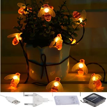 220V 110V Battery USB New Solar Powered Cute Honey Bee Led String Fairy Light Bee Outdoor Garden Fence Patio Christmas Garland
220V 110V Battery USB New Solar Powered Cute Honey Bee Led String Fairy Light Bee Outdoor Garden Fence Patio Christmas Garland