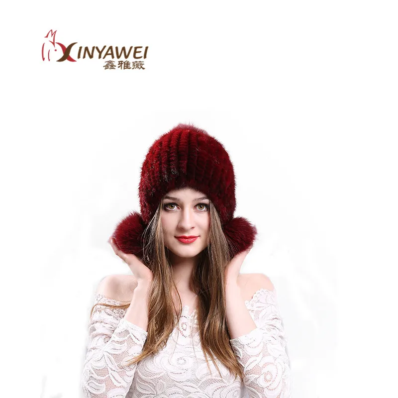 Фото 2019 модная Новая женская меховая шапка зимняя из натурального меха норки теплая