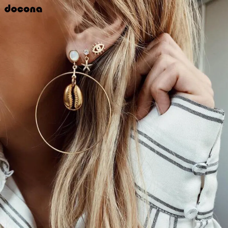 docona 3pair/1set Boho Gold Shell Star Crystal Eye Drop Dangle Earring for Women Circle Geometric Piercing Earrings Jewelry 8421
docona 3pair/1set Boho Gold Shell Star Crystal Eye Drop Dangle Earring for Women Circle Geometric Piercing Earrings Jewelry 8421